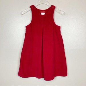 ESPRIT - Girls L - 100% Cotton Red Corduroy Overall Dress